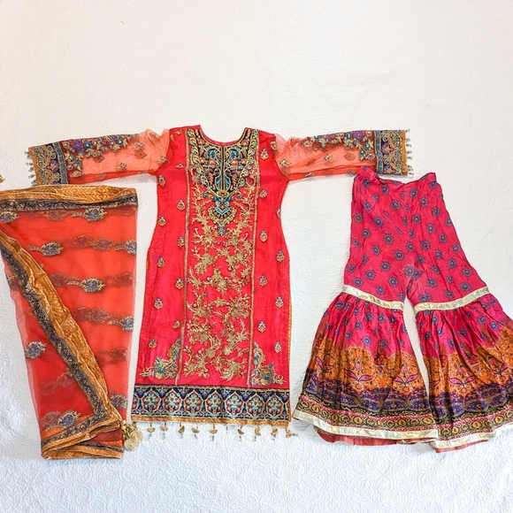 Anaya x Kamiar Rokni 3 Piece Long Kameez Ghagra Pakistani Outfit Custom Size - Picture 1 of 14